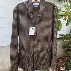 Noize Olive and Black Plaid Shirt
